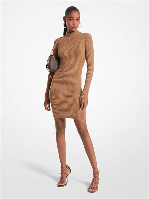 michael kors ribbed sweater dress mandarin|Ribbed Merino Wool Blend Dress .